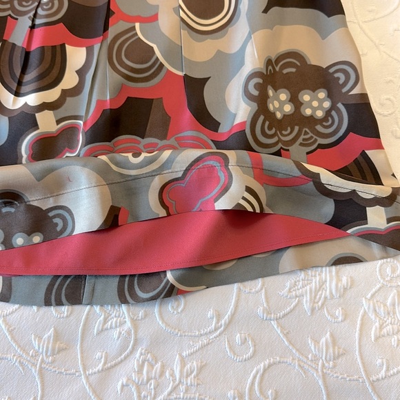 Boden Abstract Floral Silk Mini Skirt with Pleats in Pink/Gray/Brown Size 8‎ - Picture 3 of 9